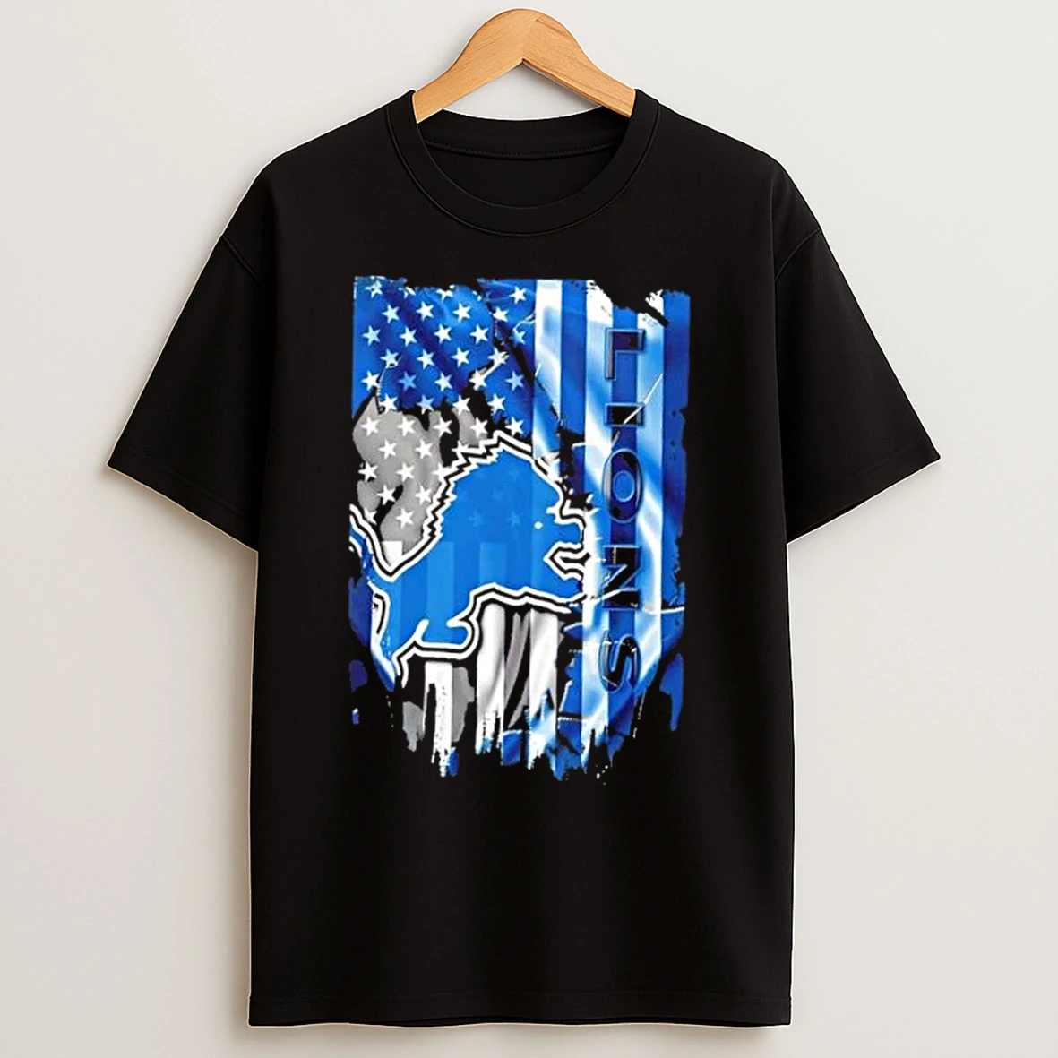Classic Detroit Lions Football X American Flag T Shirts