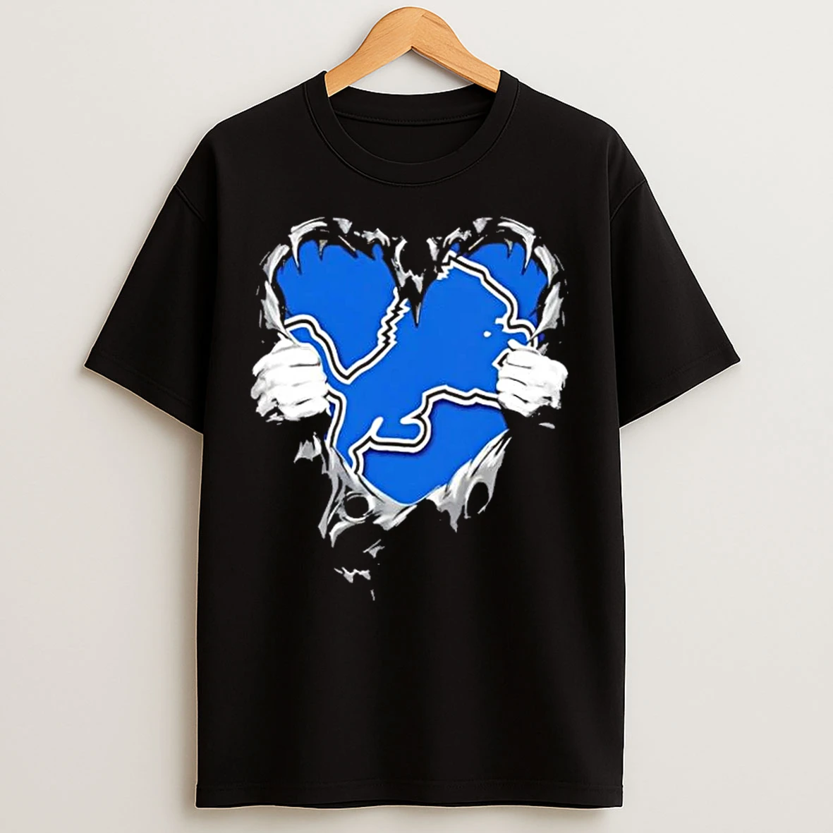 Classic Detroit Lions Rip The Chest Forever In My Heart T Shirts