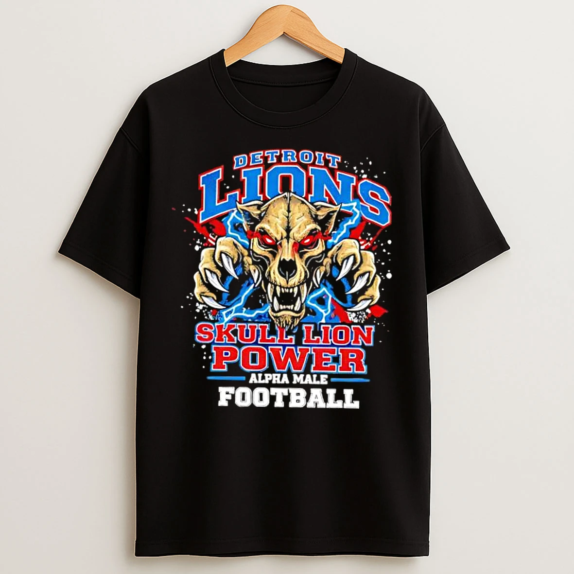 Classic Detroit Lions Skull Lion Power Alpha Male Football T Shirts