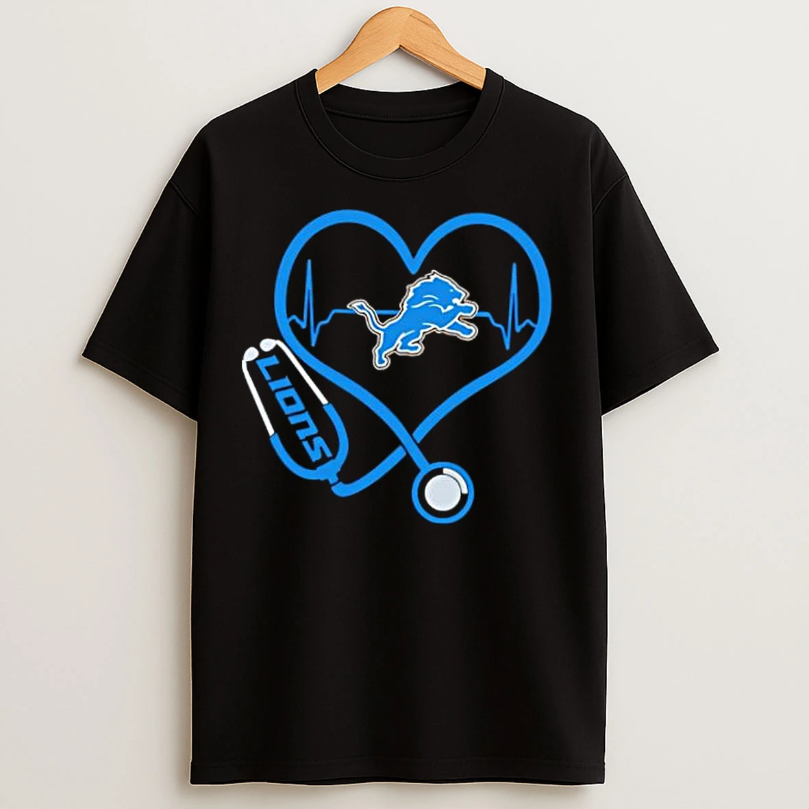 Classic Detroit Lions Heart Rate Stethoscope Stylish T Shirts