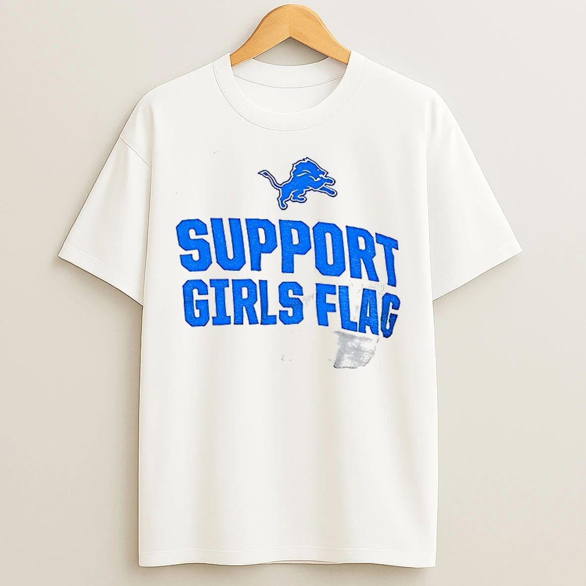 Classic Detroit Lions Support Girls Flag Nfl T Shirts