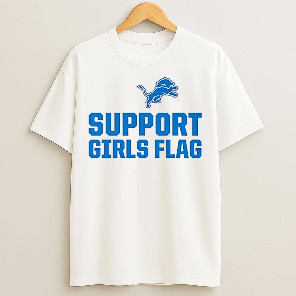 Classic Detroit Lions Support Girls Flag T Shirts