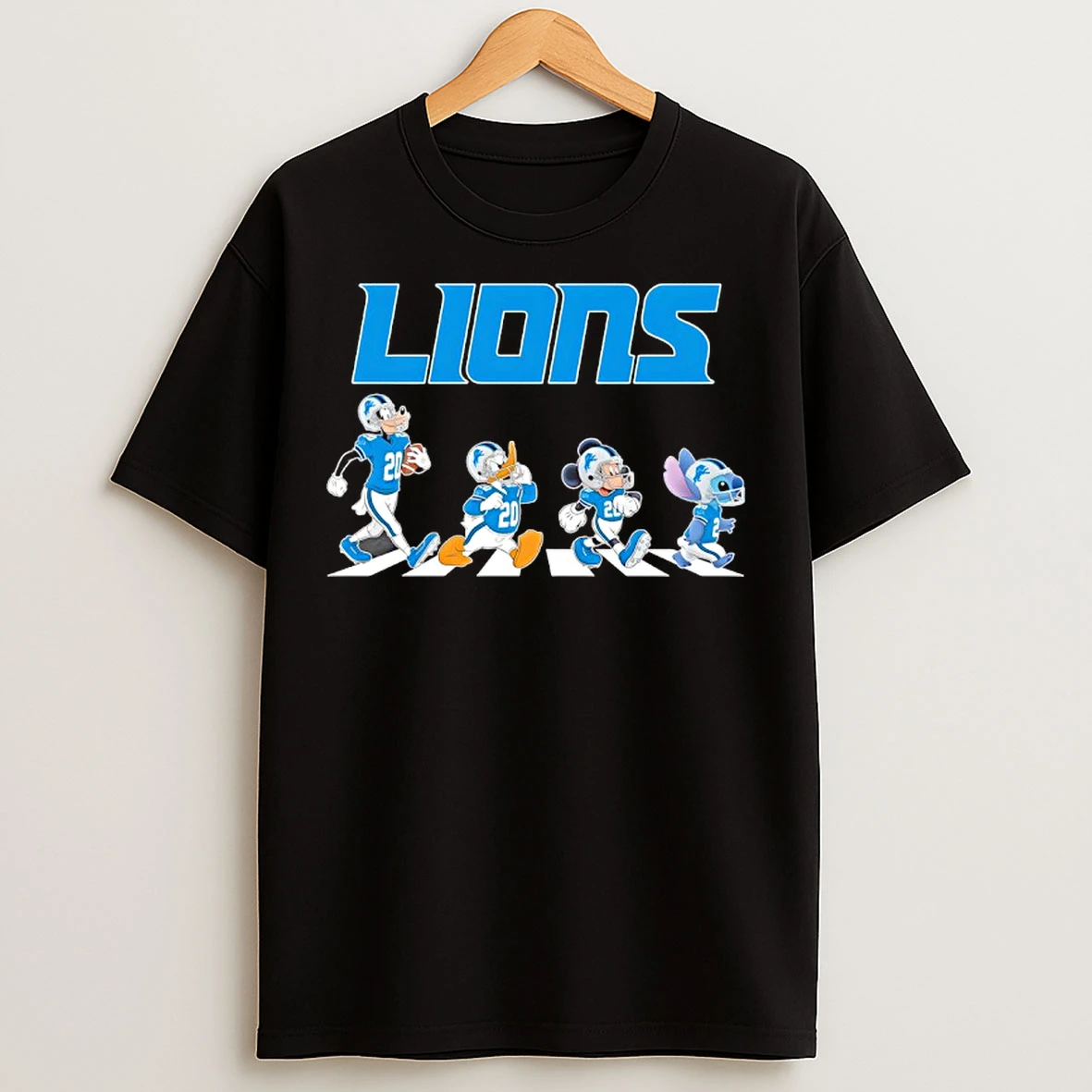 Classic Detroit Lions X Goofy X Donald Duck X Mickey Mouse X Stitch Abbey Road T Shirts