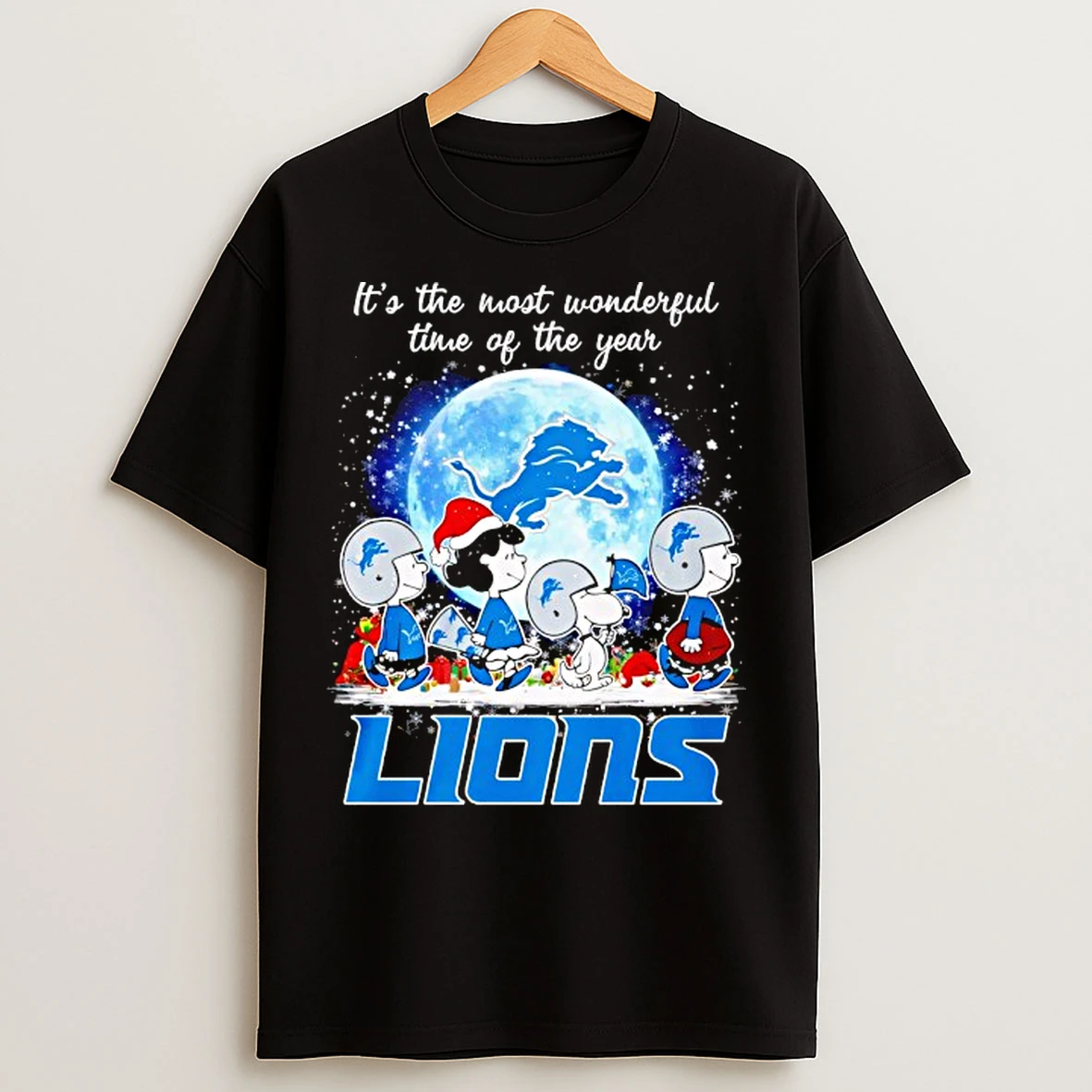 Classic Detroit Lions X Snoopy Peanuts Christmas Its The Most Wonderful Time Of The Year T Shirts