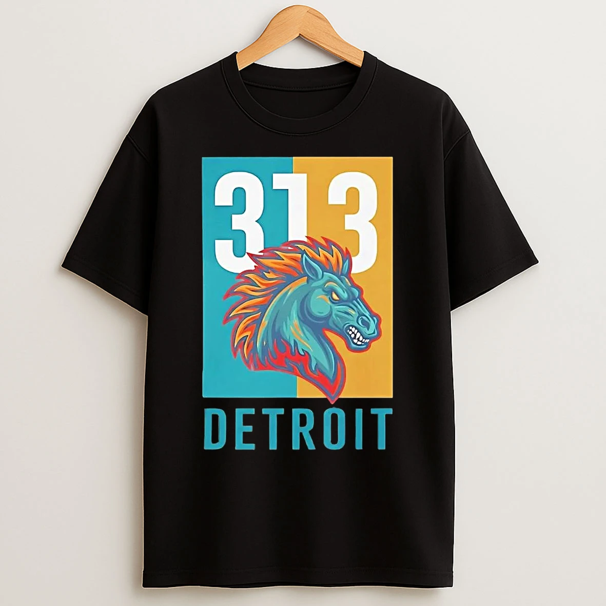 Classic Detroit Pistons 313 Horse T Shirts