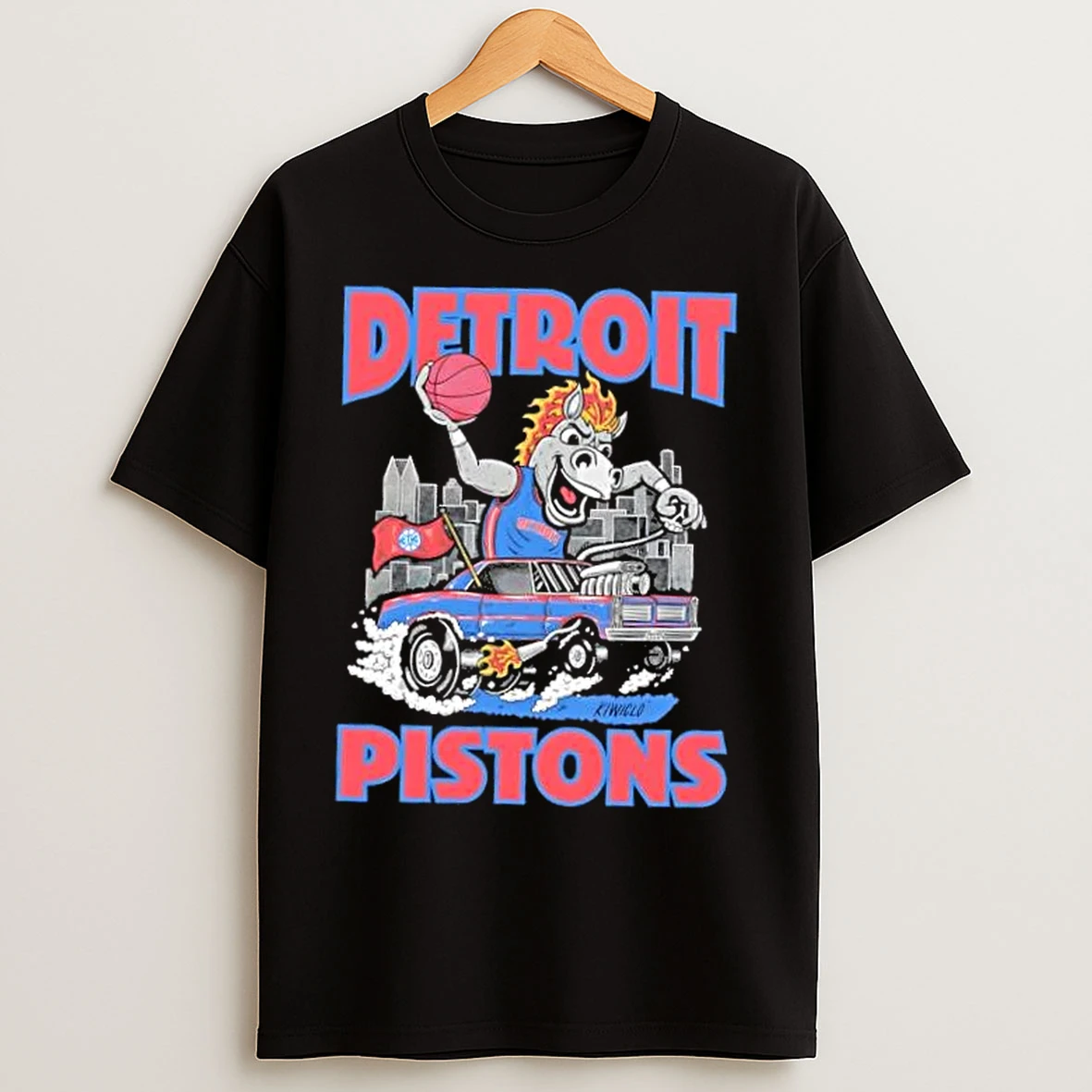 Classic Detroit Pistons Basketball Mascot Cartoon Hooper T Shirts