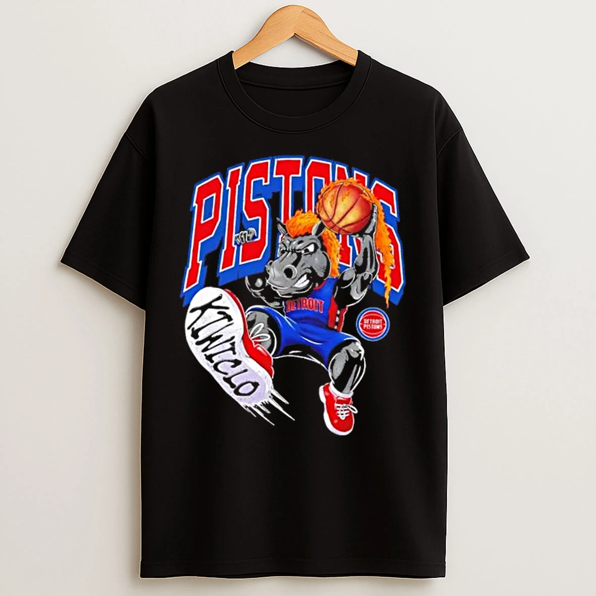 Classic Detroit Pistons Mascot Hooper Slam Basketball T Shirts