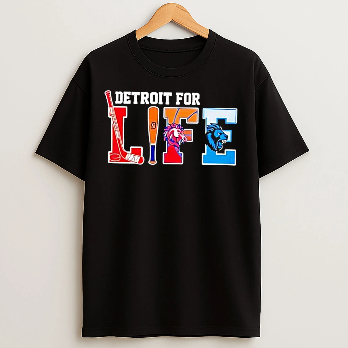 Classic Detroit For Life Sports Teams Tigers Lions Red Wings Pistons T Shirts