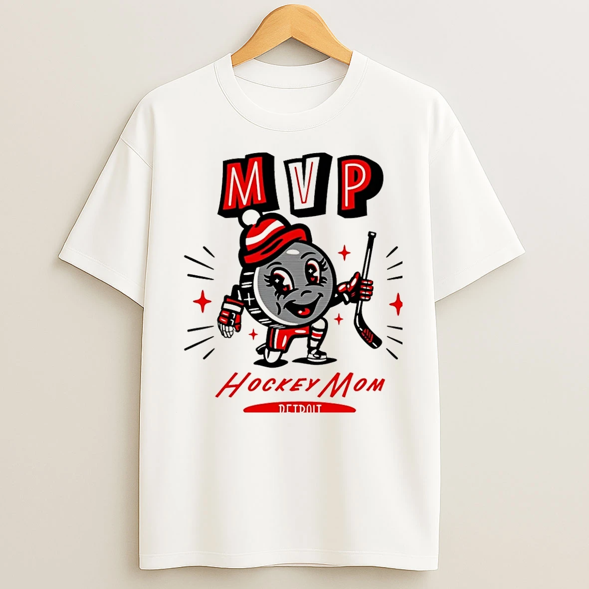 Classic Detroit Hockey Mom Mvp 2025 Cartoon Christmas T Shirts