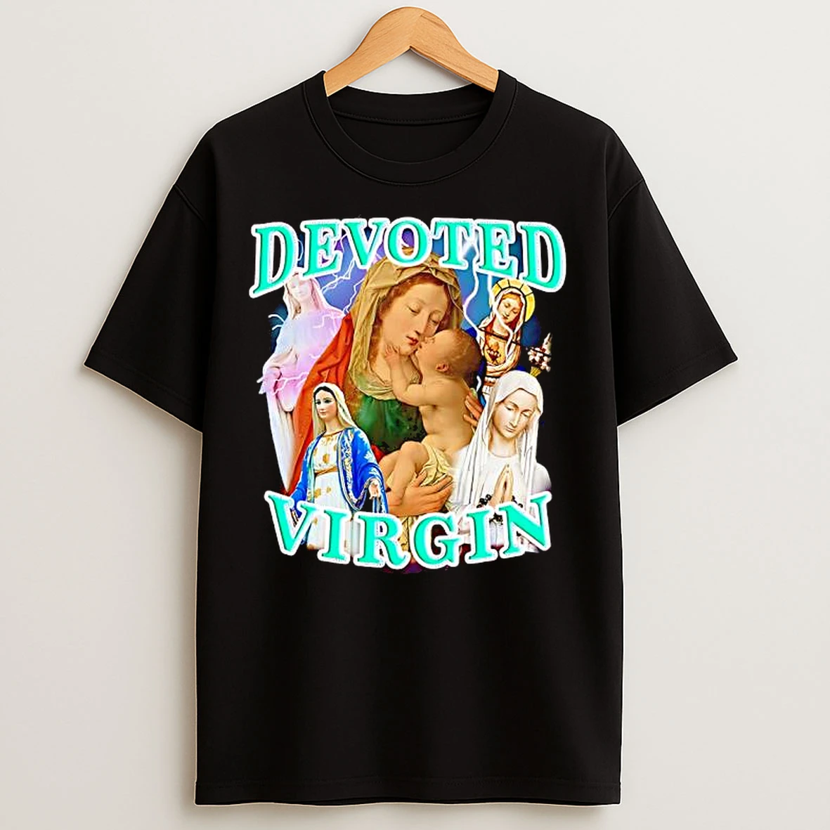 Classic Devoted Virgin Vintage Religious Graphic T Shirts