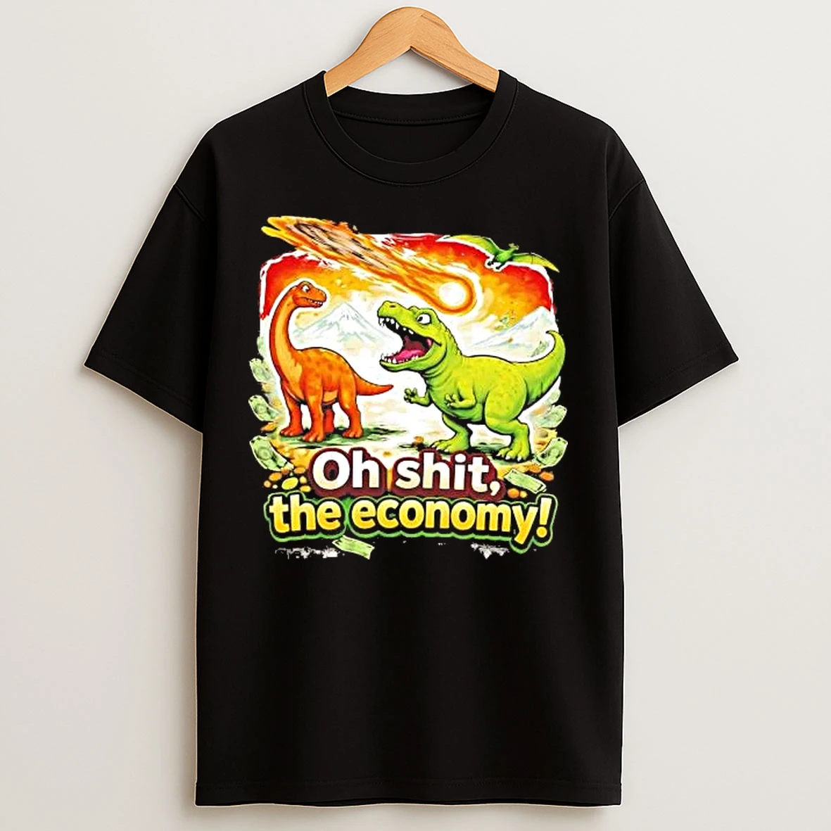 Classic Dinosaur Asteroid Oh Shit The Economy T Shirts