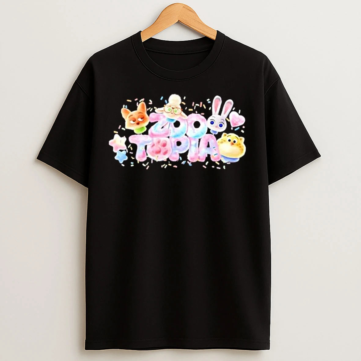 Classic Disney Zootopia Cute Cotton Candy Friends Logo T Shirts