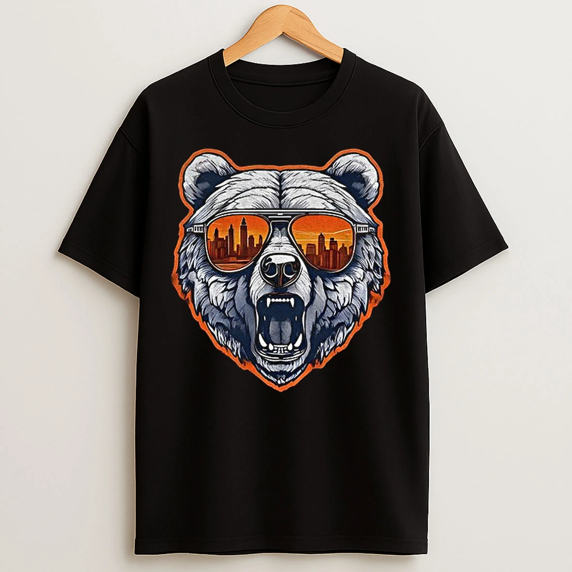 Classic Ditka Shades Chicago Bears Football City Skyline Glass Logo T Shirts