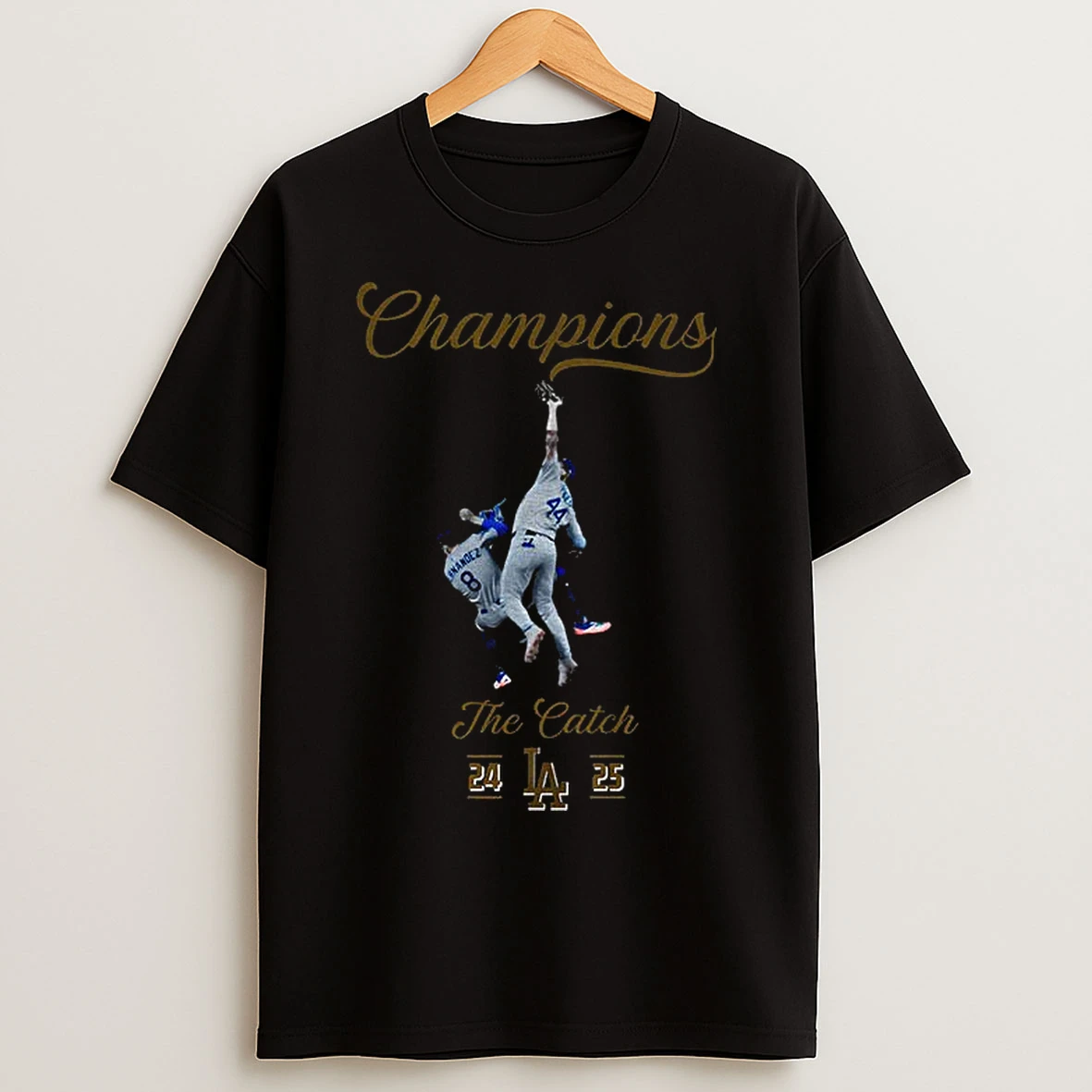 Classic Dodgers Kike Hernandez Vs Andy Pages The Catch 2025 World Series Champions Back 2 Back T Shirts
