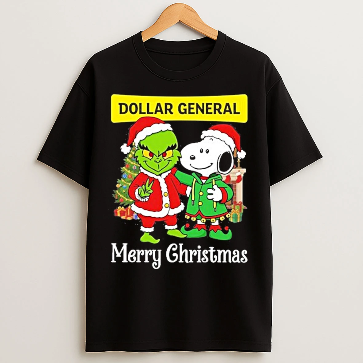 Classic Dollar General Santa Grinch X Santa Snoopy Merry Christmas T Shirts