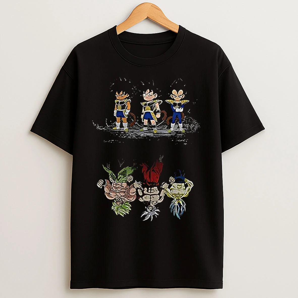 Classic Dragon Ball Saiyan Evolution Goku Vegeta Broly Reflection Graphic T Shirts