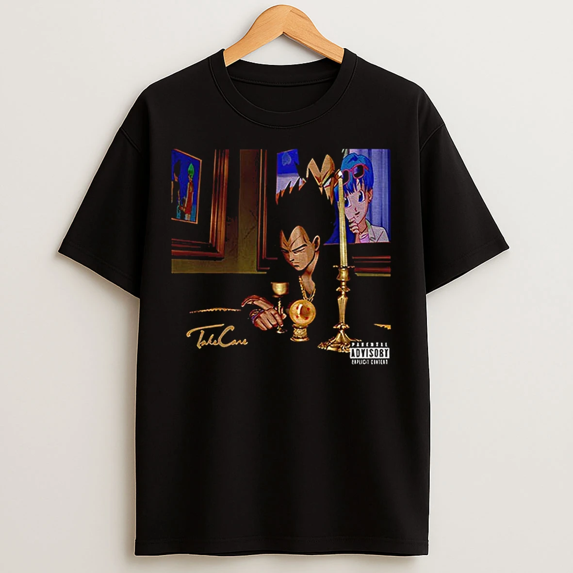 Classic Dragon Ball Vegeta And Bulma Drake Take Care T Shirts