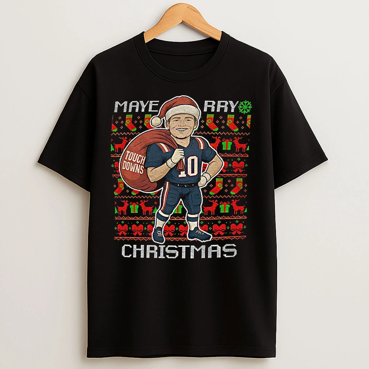 Classic Drake Maye New England Patriots Maye Rry Christmas Touch Downs Nfl T Shirts