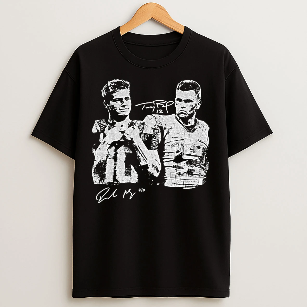 Classic Drake Maye And Tom Brady Football Y2k Style New England Football Vintage Signature T Shirts