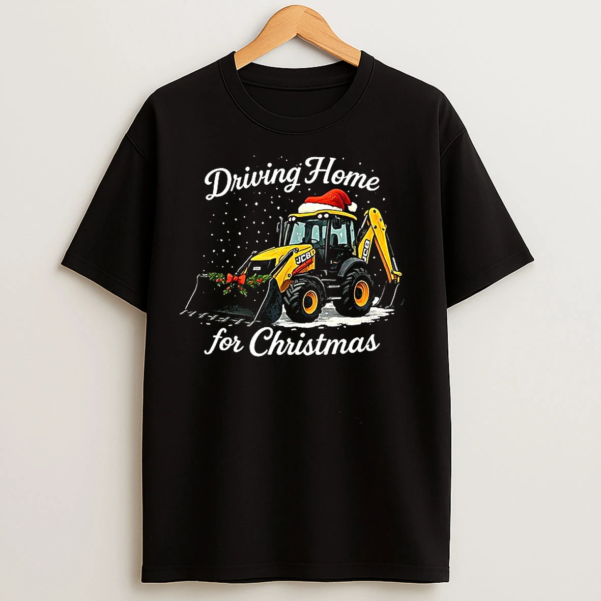 Classic Driving Home For Christmas Jcb Excavator Loader T Shirts