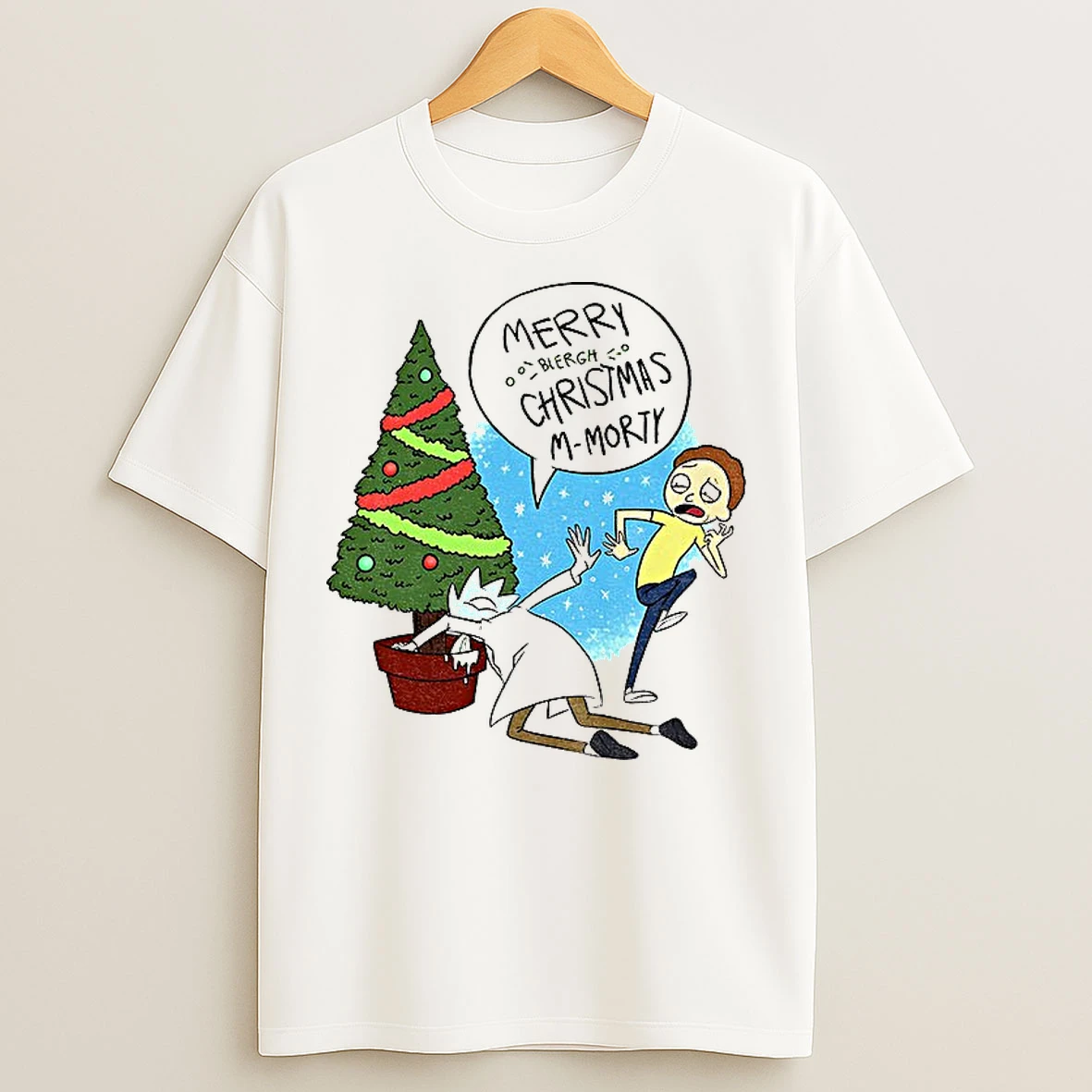 Classic Drunk Ricks Christmas Greeting Rick And Morty Merry Blergh Christmas M Morty T Shirts