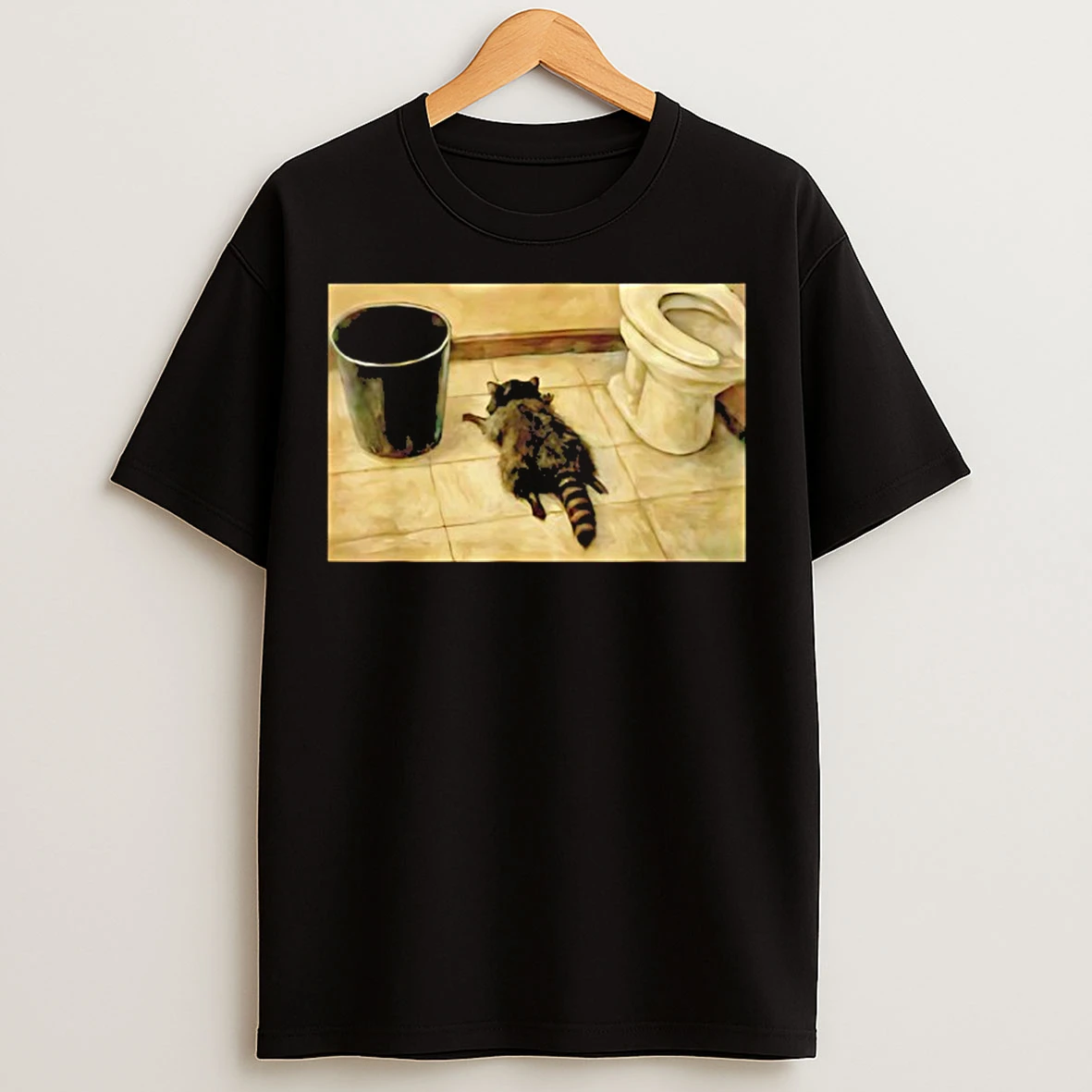 Classic Drunk Raccoon Passes Out In Bathroom Meme T Shirts