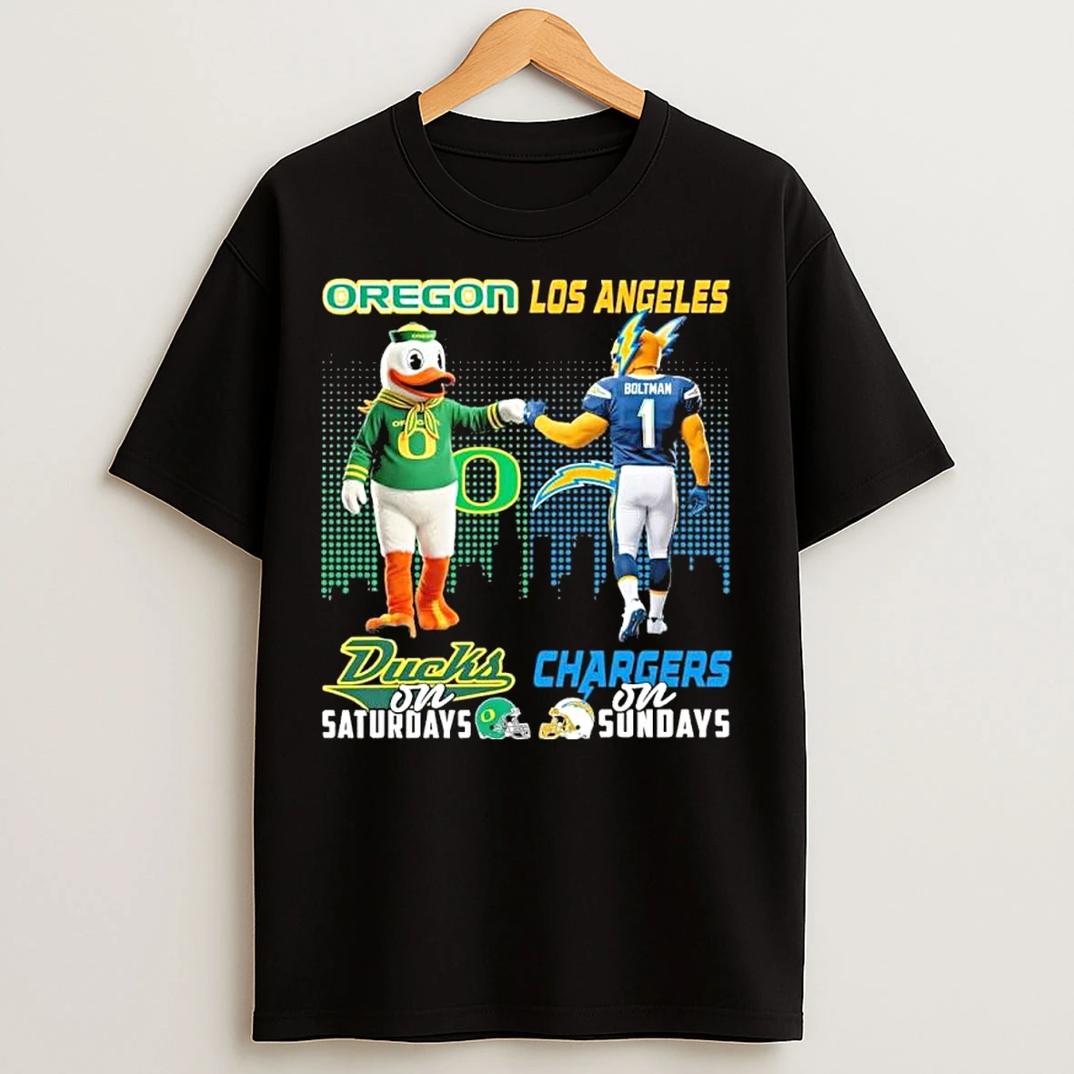 Classic Ducks Vs Chargers Mascot On Saturdays And On Sundays T Shirts