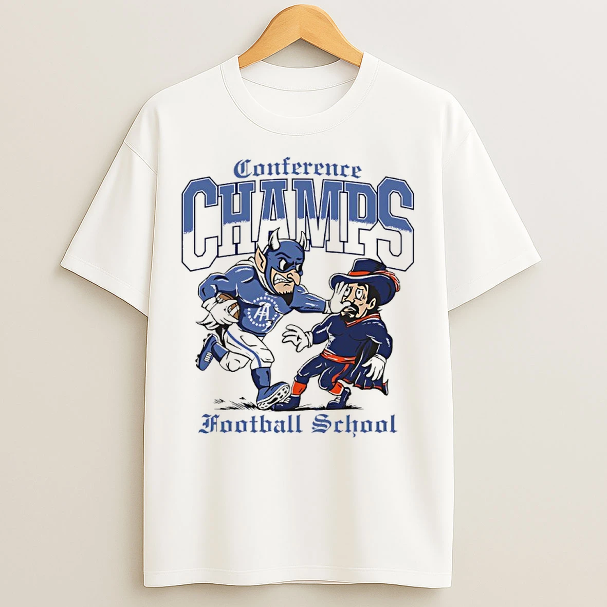 Classic Duke Blue Devils 2025 Conference Champions Football School Stiff Arm Mascot T Shirts