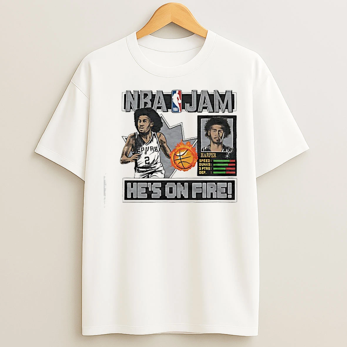 Classic Dylan Harper Nba Jam San Antonio Spurs Basketball Hes On Fire T Shirts