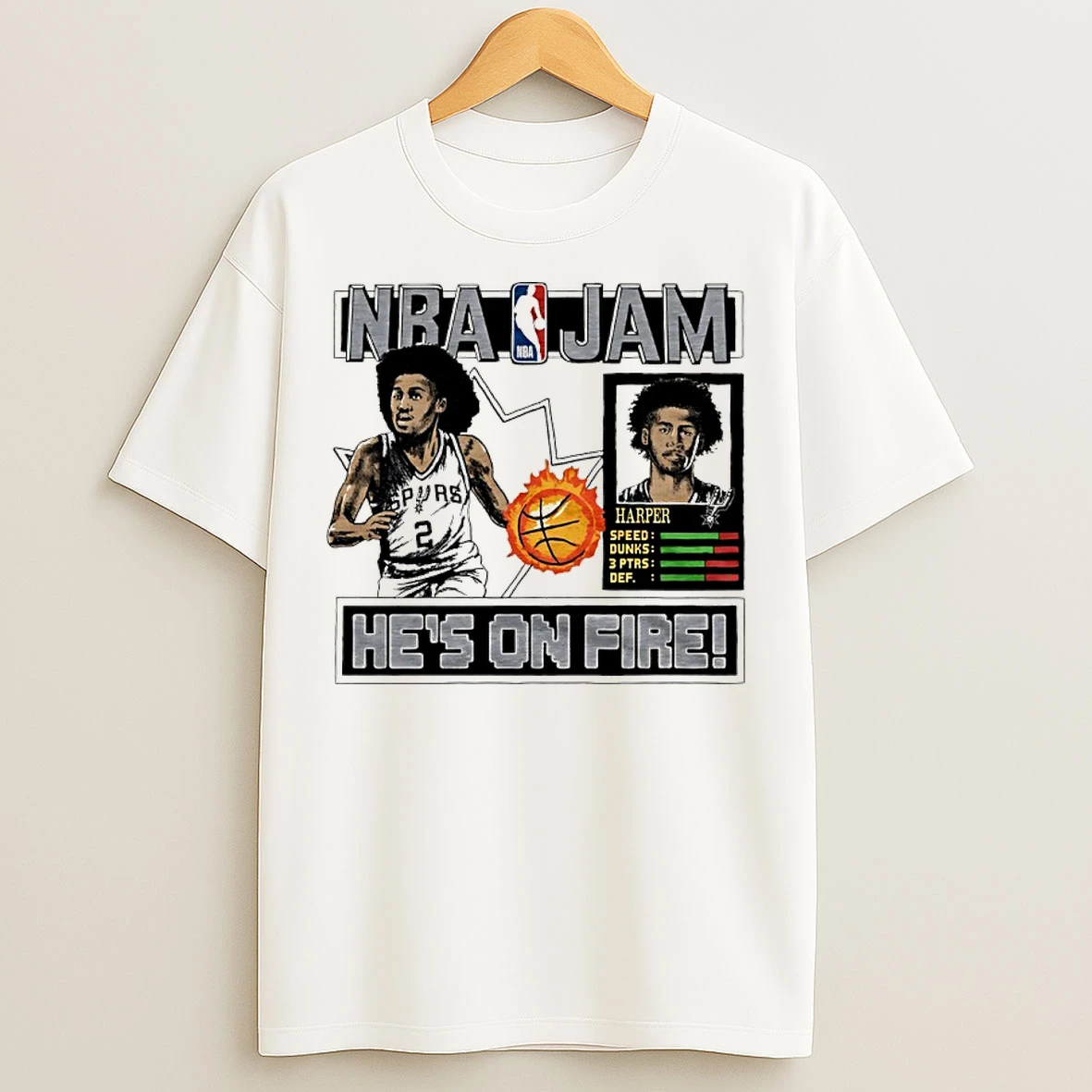 Classic Dylan Harper San Antonio Spurs Nba Jam Hes On Fire T Shirts