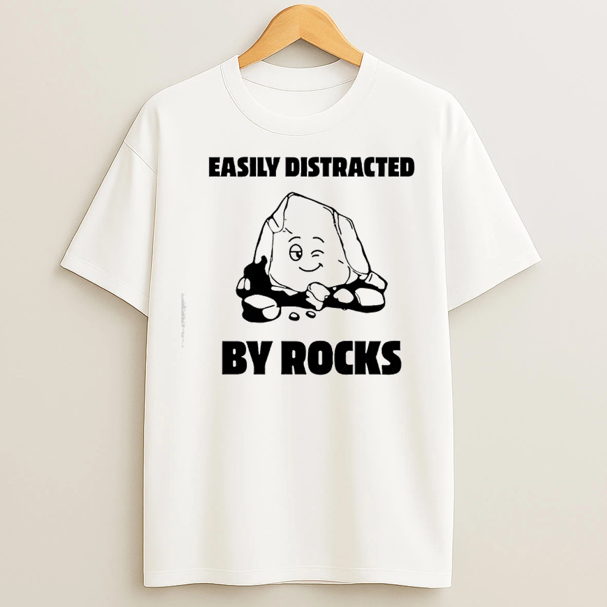 Classic Easily Distracted By Rocks Graphic T Shirts