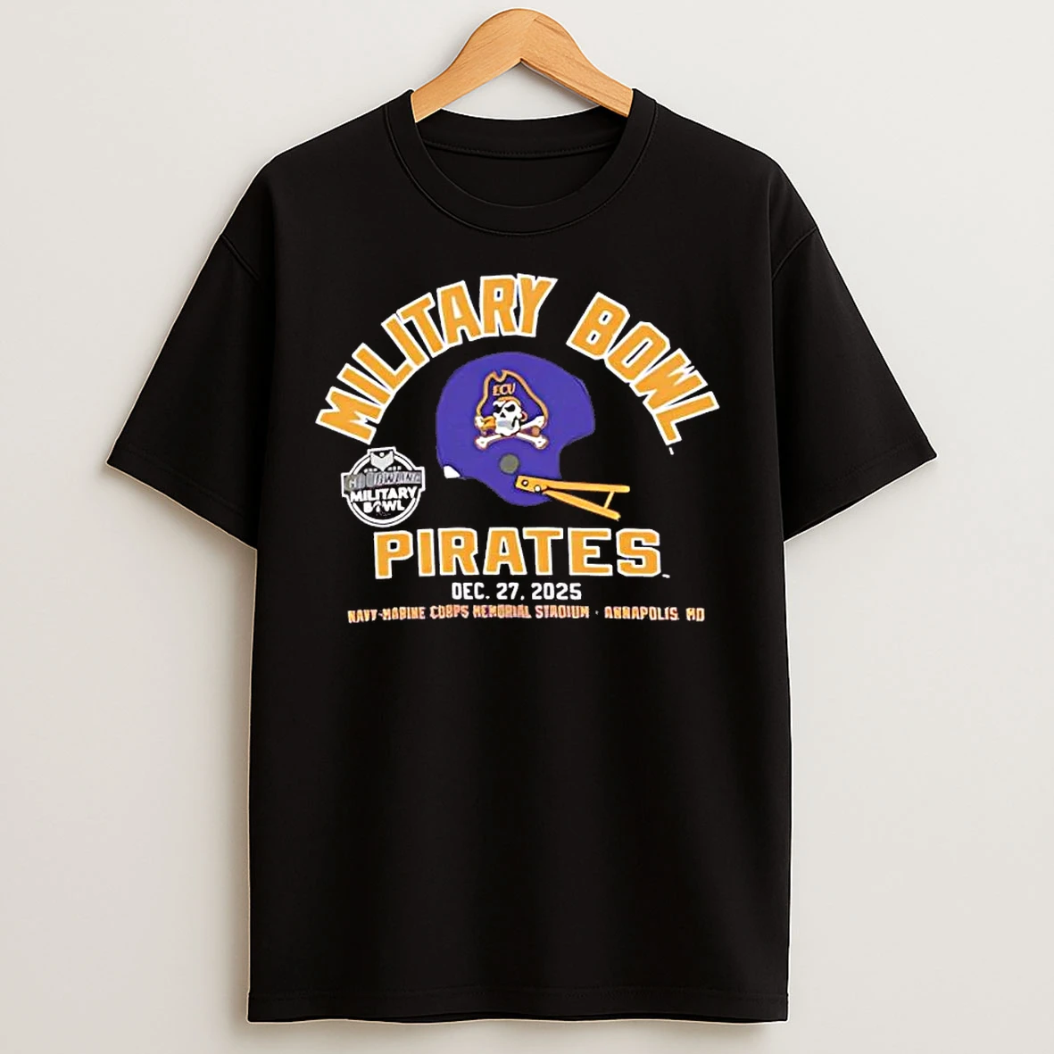 Classic East Carolina Pirates 2025 Military Bowl Helmet T Shirts