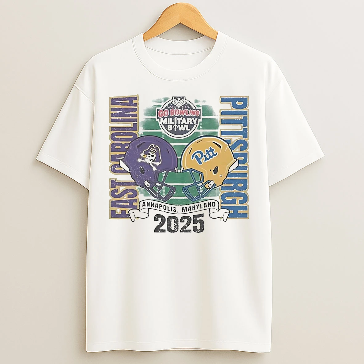 Classic East Carolina Pirates Vs Pittsburgh Panthers 2025 Go Bowling Military Bowl T Shirts