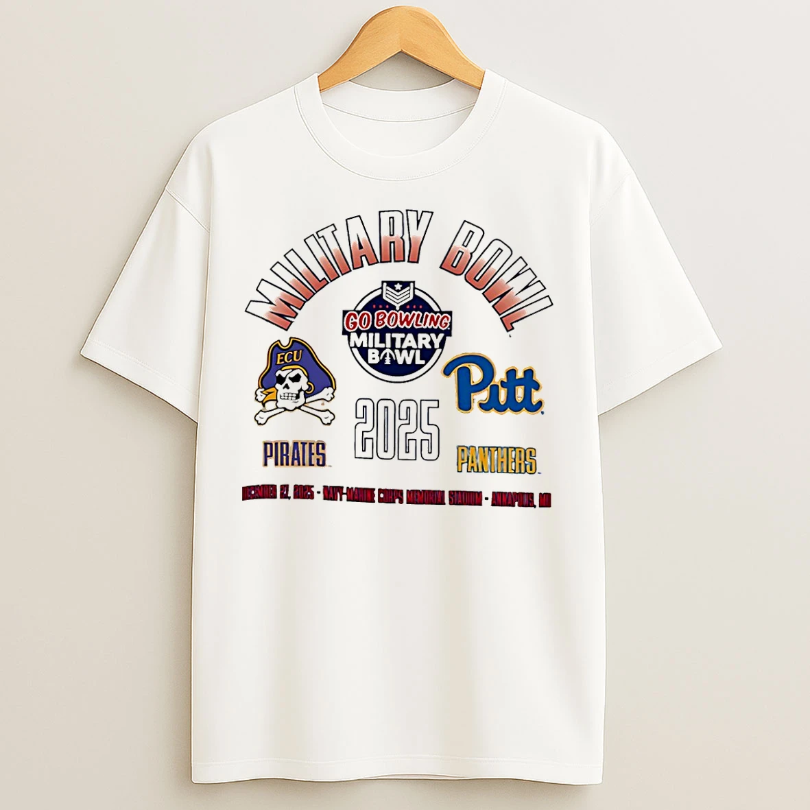 Classic East Carolina Pirates Vs Pittsburgh Panthers 2025 Military Bowl Dueling Go Bowling T Shirts