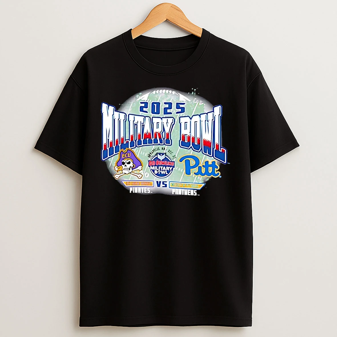 Classic East Carolina Pirates Vs Pittsburgh Panthers 2025 Military Bowl Dueling Helmets T Shirts