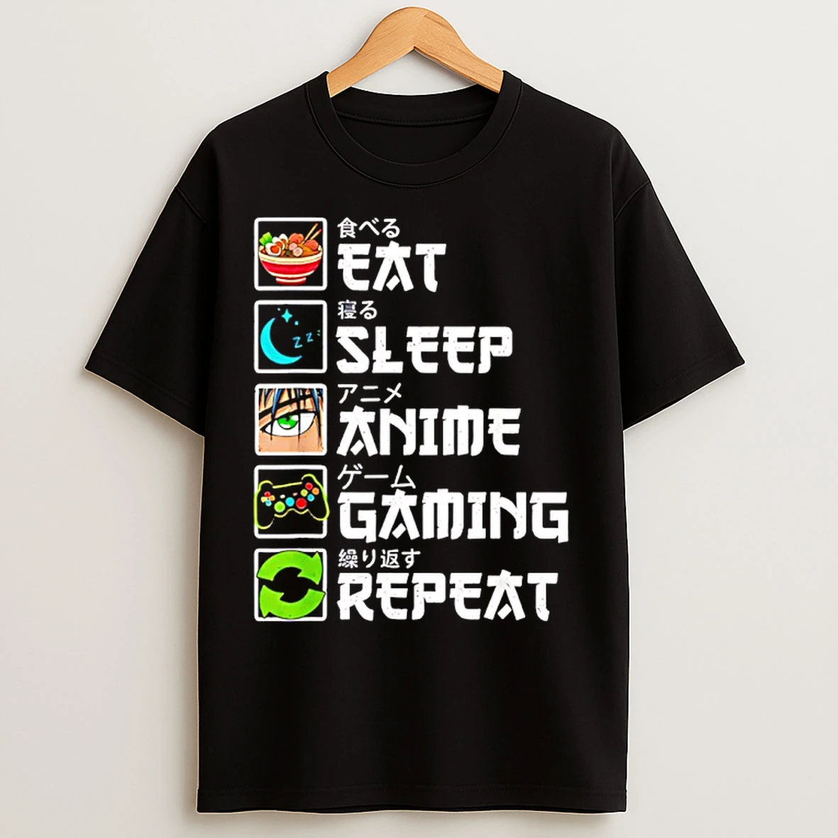 Classic Eat Sleep Anime Gaming Repeat Gamer T Shirts