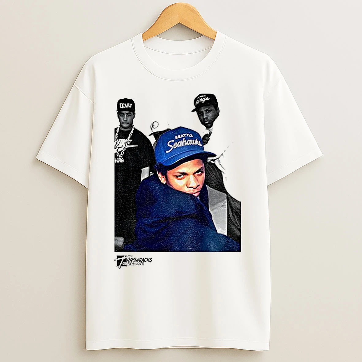 Classic Eazy E Eric Lynn Wright Wearing Seattle Seahawks Cap West Coast T Shirts