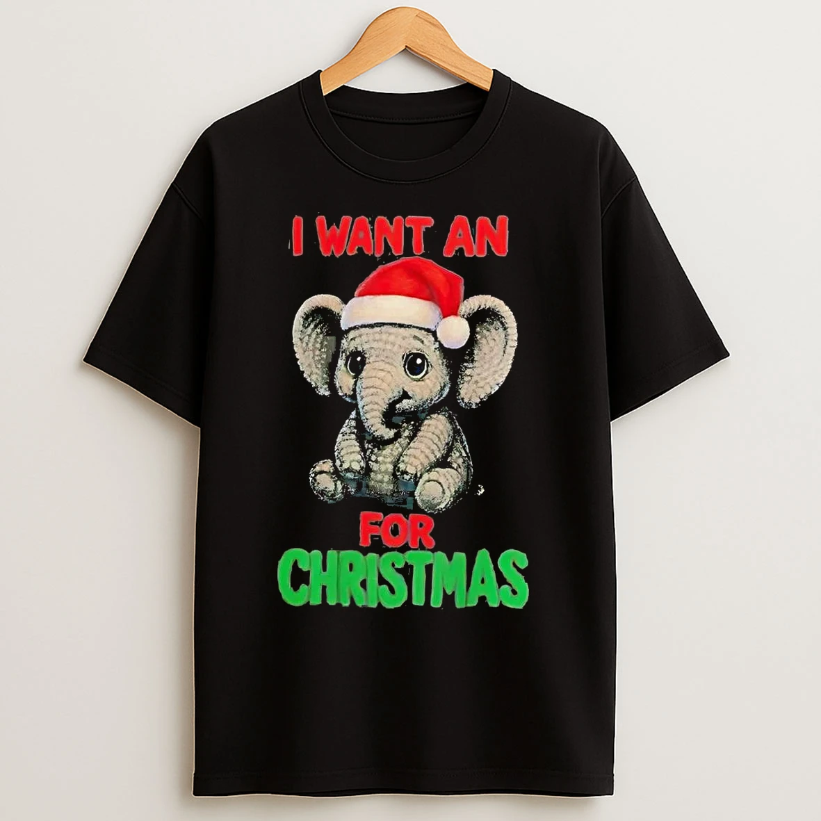 Classic Elephant I Want An For Christmas T Shirts