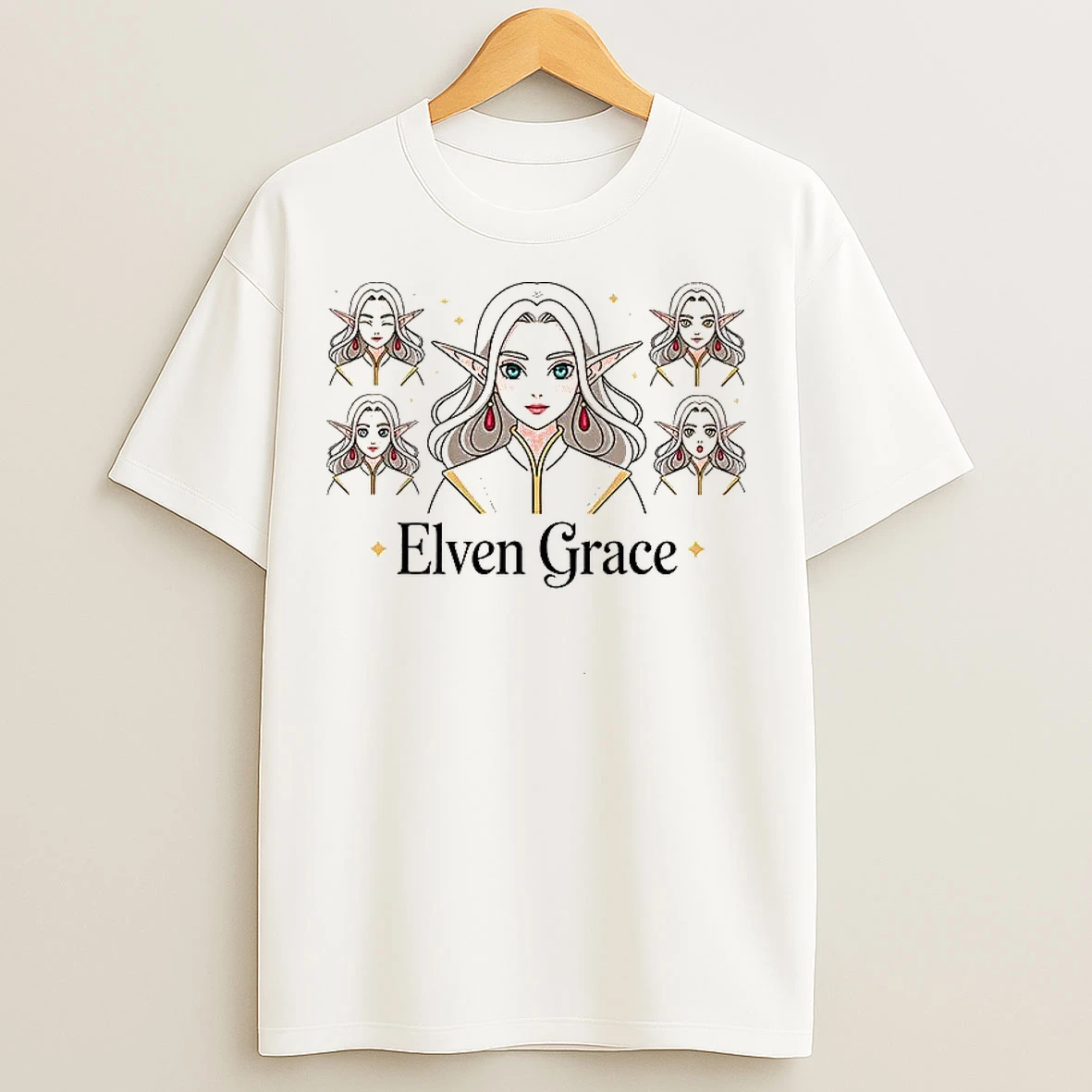Classic Elven Grace Fantasy Elf Maiden T Shirts