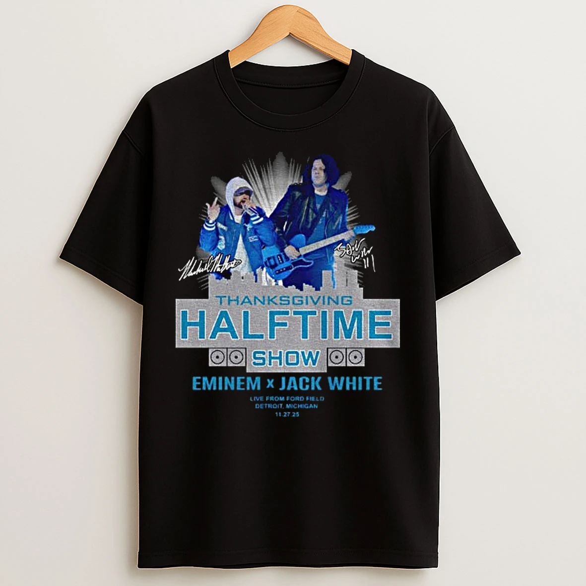 Classic Eminem And Jack White Thanksgiving Halftime Show Live From Ford Field Signatures T Shirts
