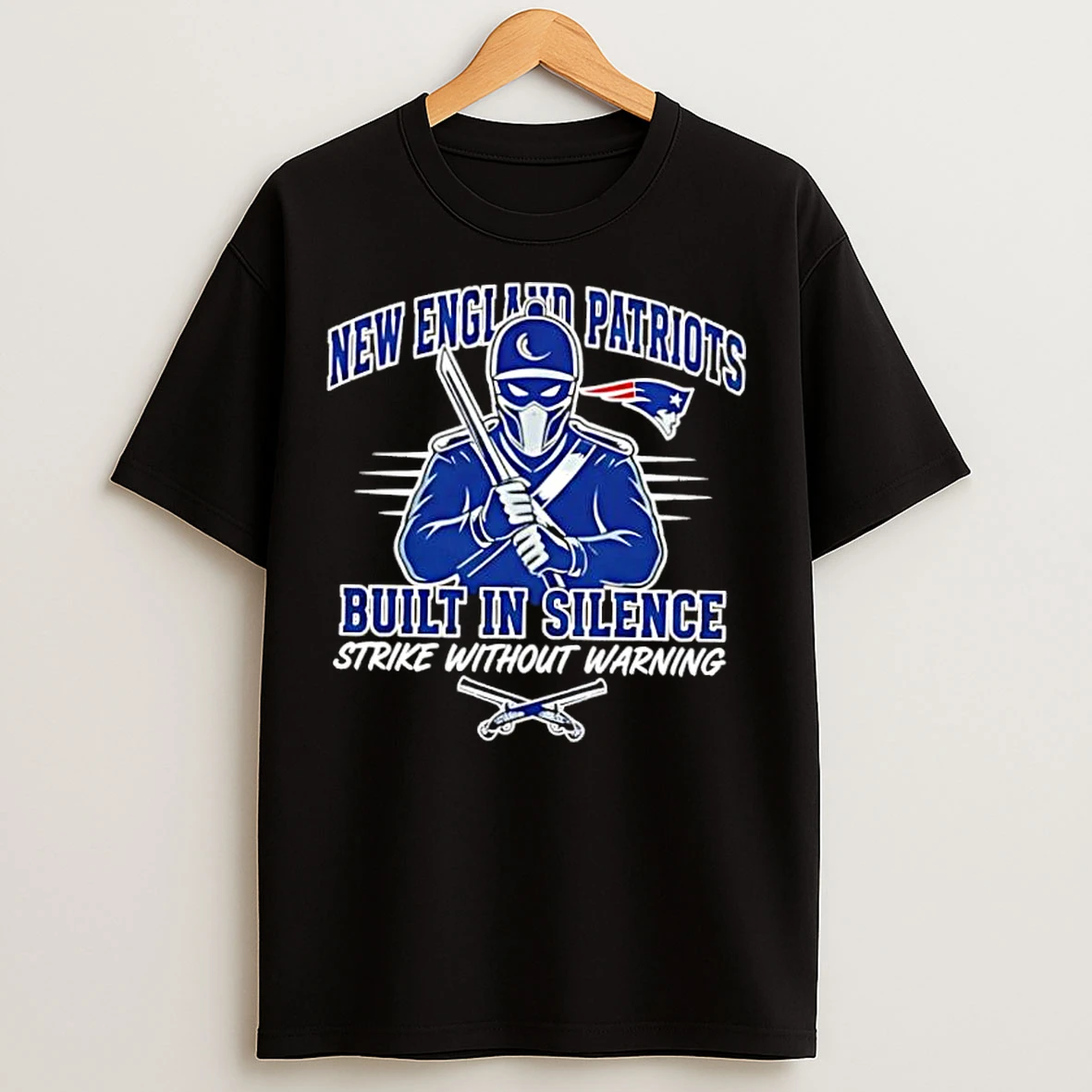 Classic England Patriots Built In Silence Strike Without Warning Graphic T Shirts