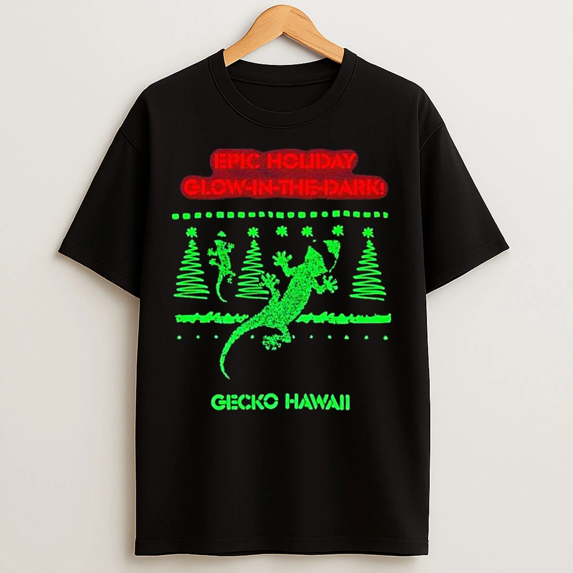 Classic Epic Holiday Glow In Ti Ie Dark Gecko Hawaii T Shirts