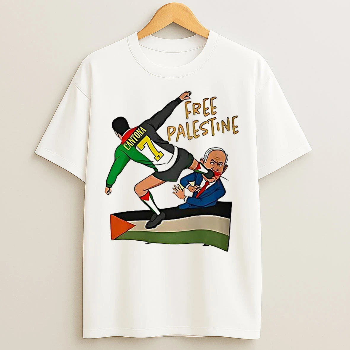 Classic Eric Cantona Kung Fu Benjamin Netanyahu Free Palestine Meme T Shirts