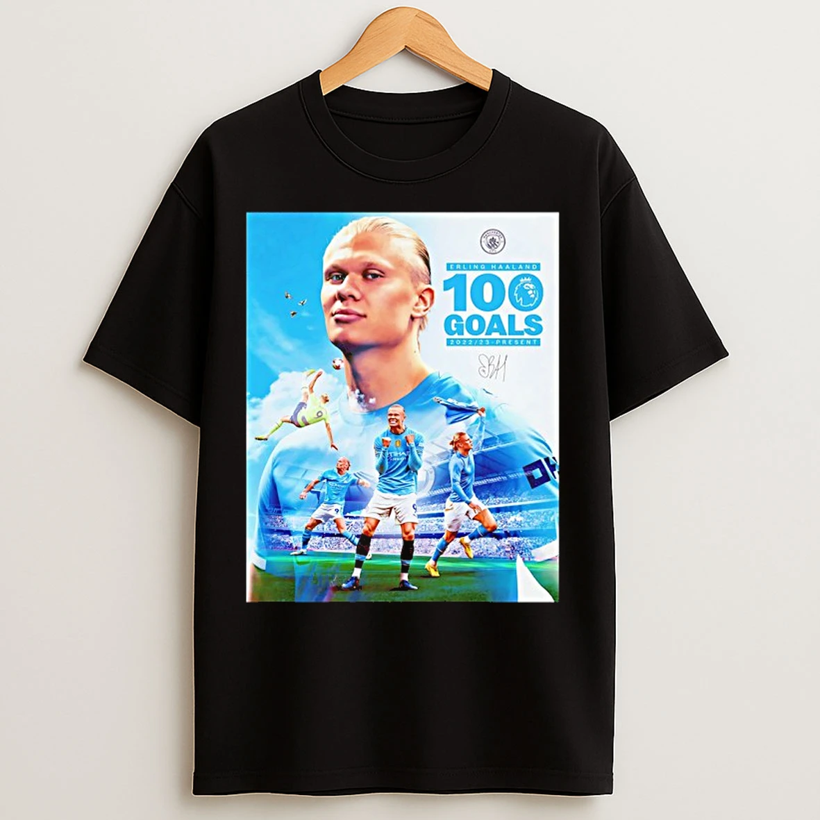 Classic Erling Haaland 100 Goals Premier League 2022 2023 Present Signature T Shirts