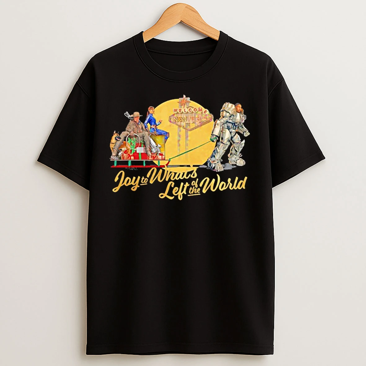 Classic Fallout Trio Joy To Whats Left Of The World Welcome New Vegas Merry Christmas T Shirts