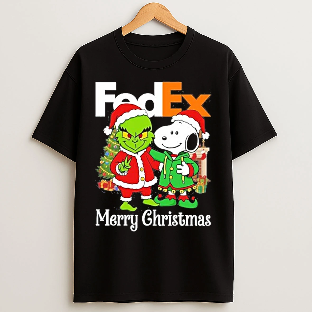 Classic Fedex Santa Grinch X Santa Snoopy Merry Christmas T Shirts