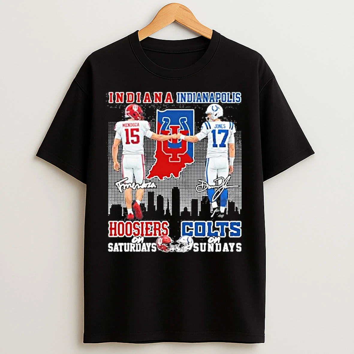 Classic Fernando Mendoza Hoosiers On Saturdays And Daniel Jones Colts On Sundays T Shirts