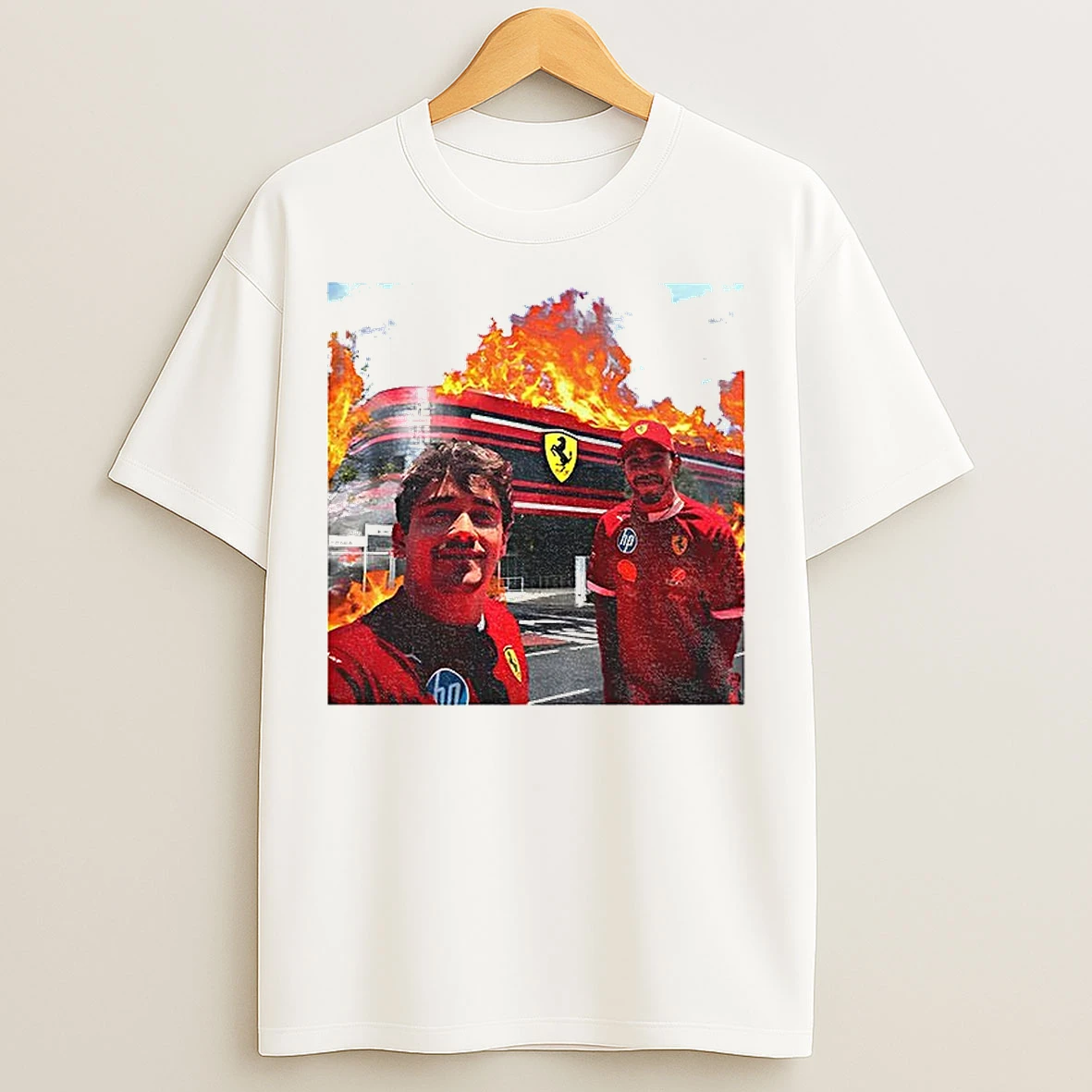 Classic Ferrari Team On Fire Charles Leclerc And Lewis Hamilton Perfect For Ferrari F1 T Shirts