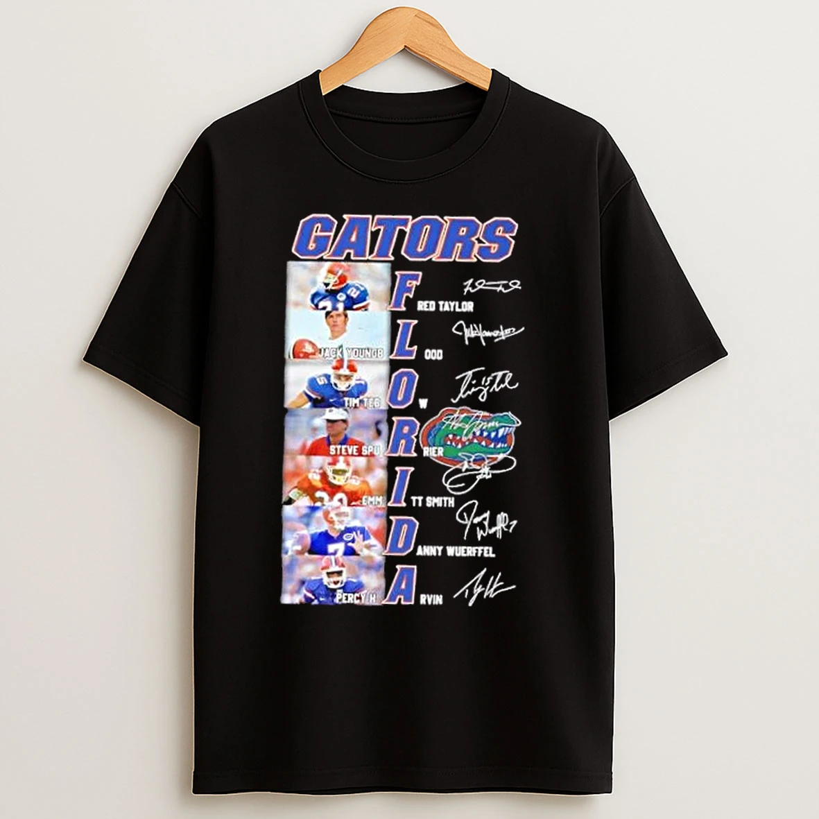 Classic Florida Gators Fred Taylor Youngblood Tebow Spurrier Emmitt Danny Harvin Names Signatures T Shirts