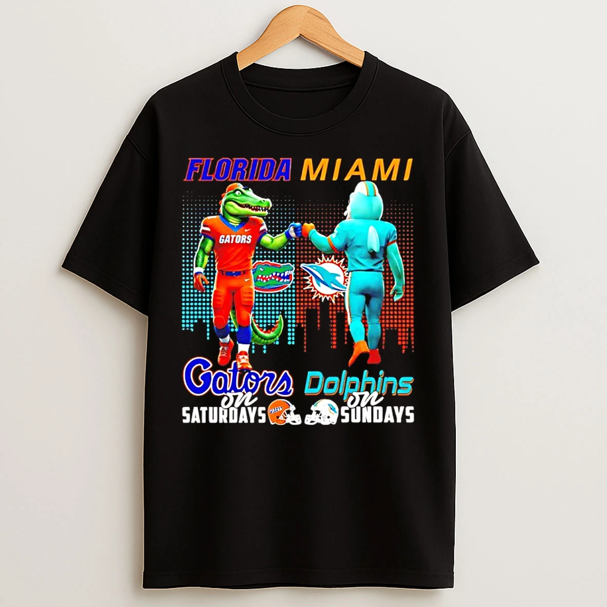 Classic Florida Gators On Saturdays Vs Miami Dolphins On Sundays Mascot Skyline T Shirts
